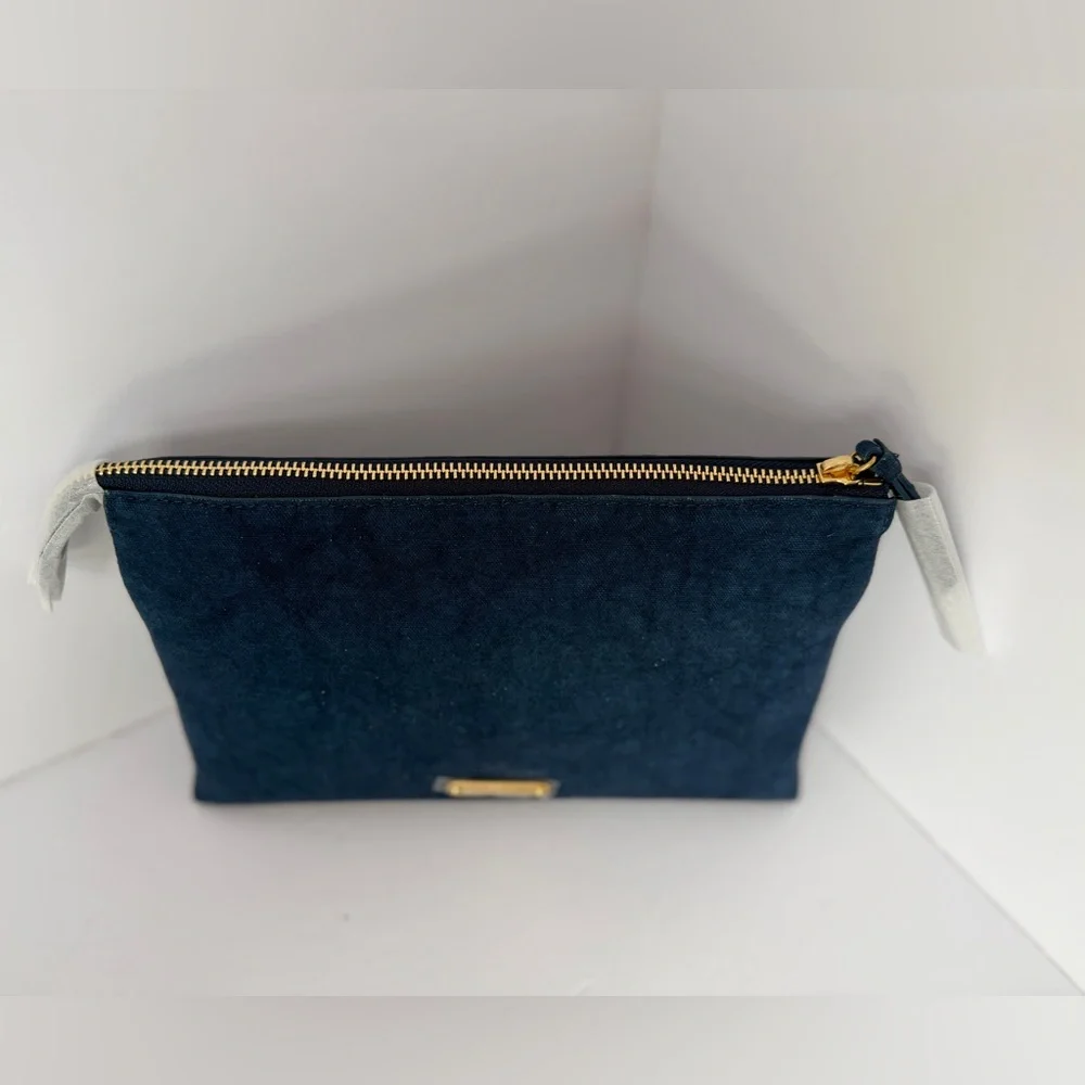 Rebecca Minkoff Bow Clutch Denim Blue NWT Wristlet Zip Pouch - Picture 4 of 8